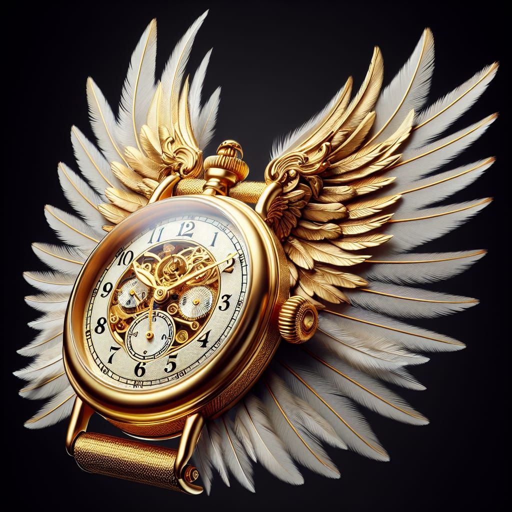 Vintage Golden Watch with Wings