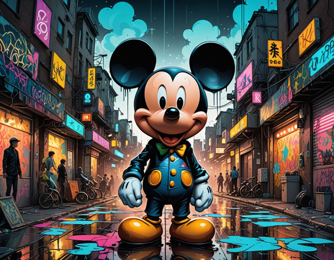Cyberpunk Surrealist Mickey Mouse: A Dystopian Masterpiece