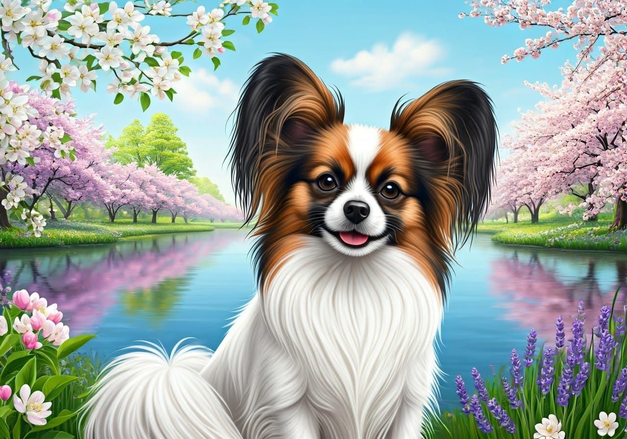A Delicate Papillon in Springtime Serenity