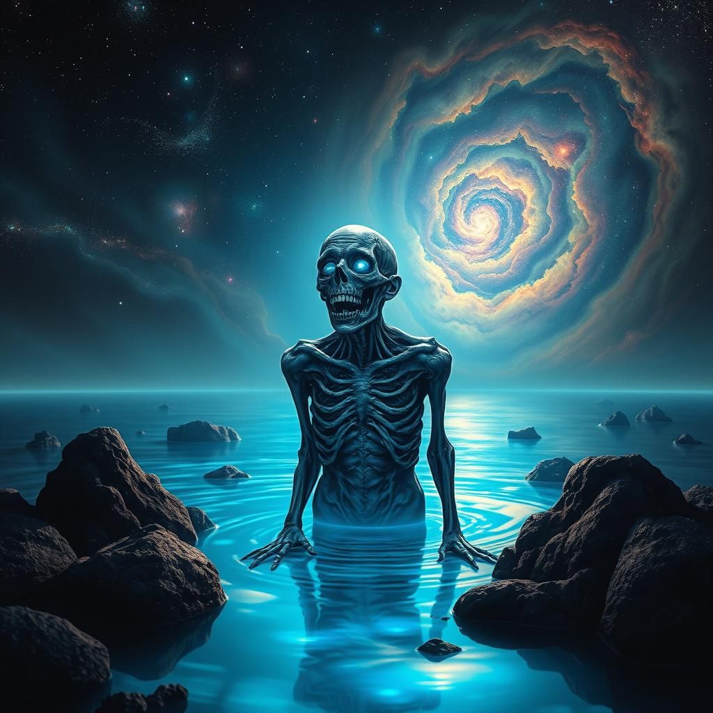 Zombie Emerges from Iridescent Cosmic Lake