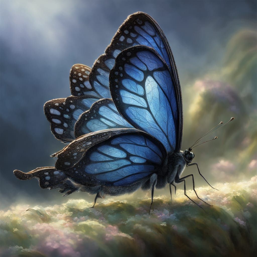 Blue Crystal Butterfly Digital Painting