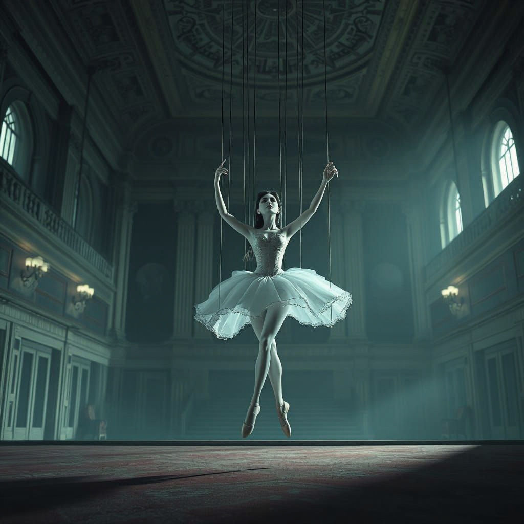Ballerina Marionette Dances Alone in Abandoned Opera House