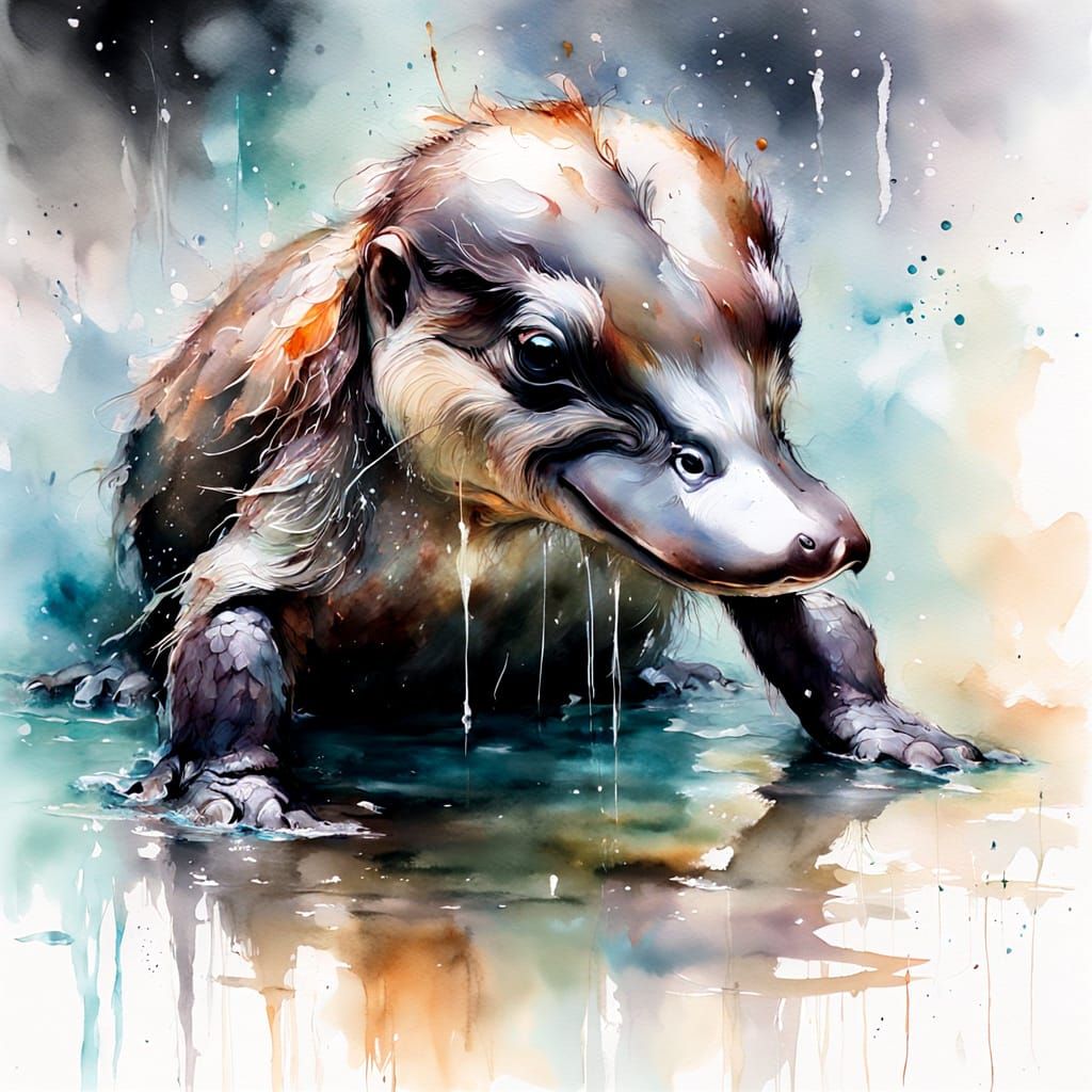 Baby Platypus in Watercolours