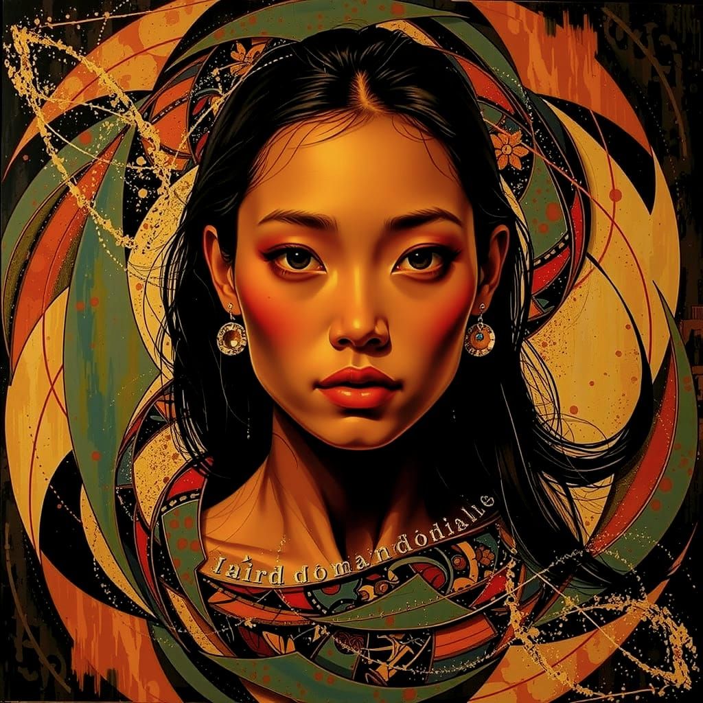 Abstract Expressionism with Iridescent Swirling Patterns