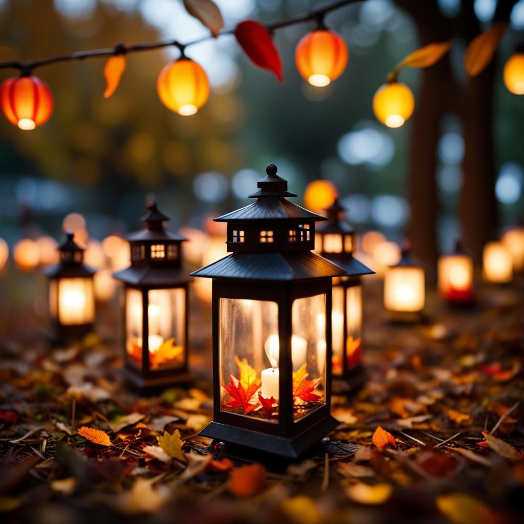 Autumn Lantern Parade: Miniature Tilt-Shift Photography