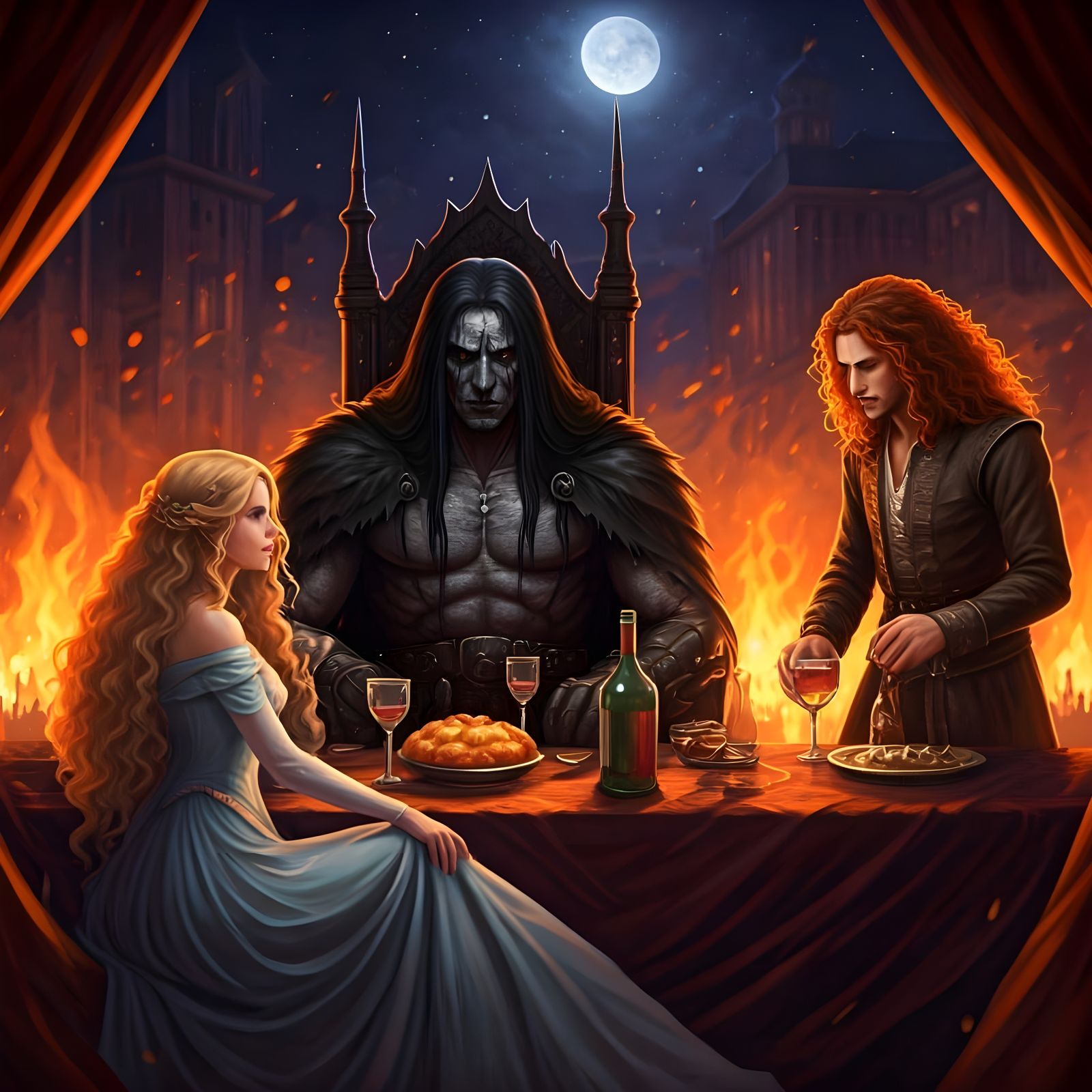 Dark Giant at Fiery Celebration on His Throne