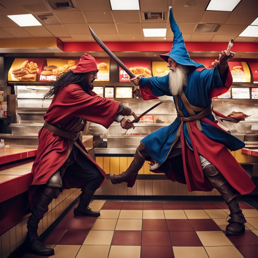 Wizards Duel in McDonald's Restaurant