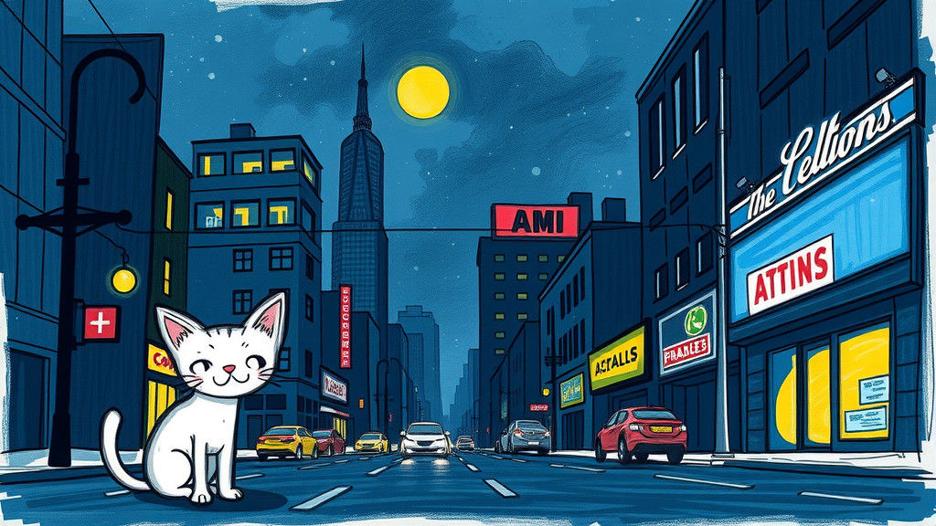 Night Street Crayon Doodle in Pop Art Style