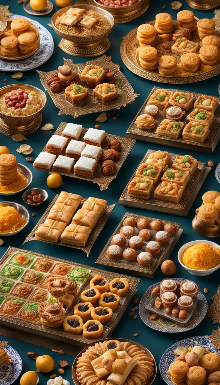 Family Prepares Eid al-Fitr Feast in Hyperrealistic Style