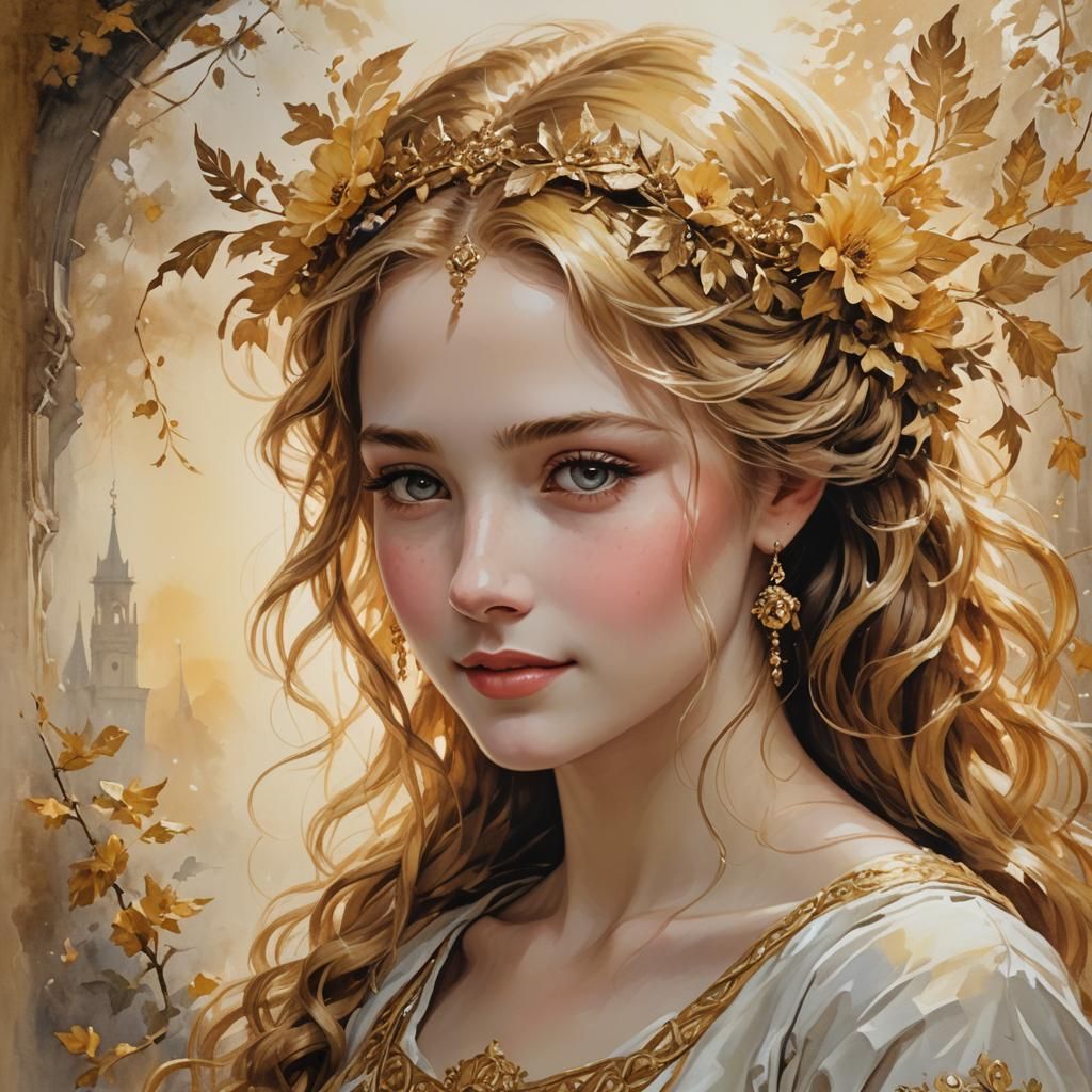 Portrait of a Woman with Golden Hair