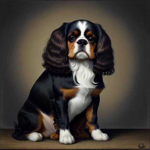 Eerie Cavalier King Charles Spaniel in Biomechanical Style