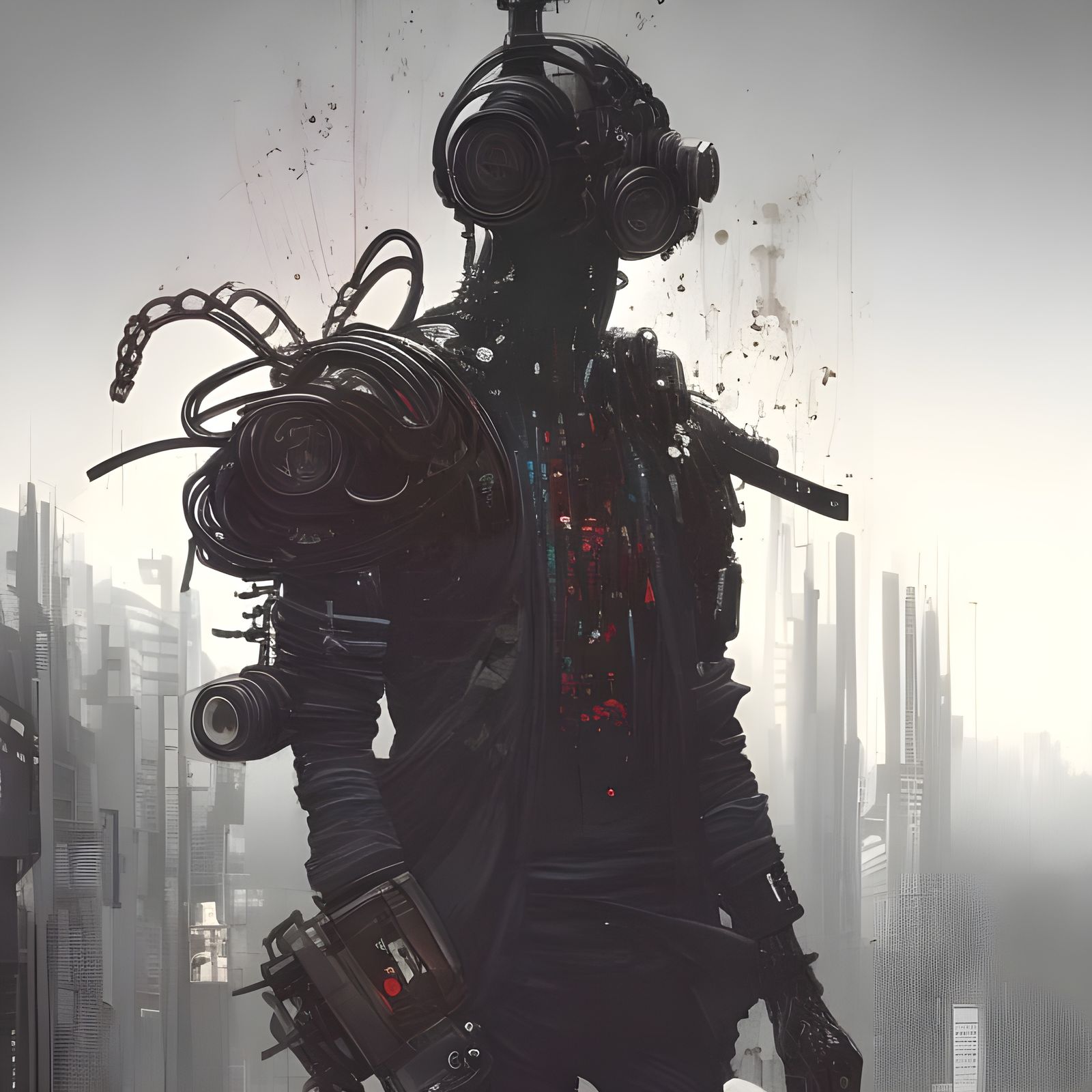 Epic Cyberpunk Ninja Illustration in Digital Art Style