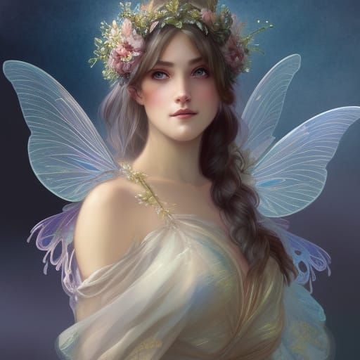 Gorgeous Fae Princess Portrait in Art Nouveau Style