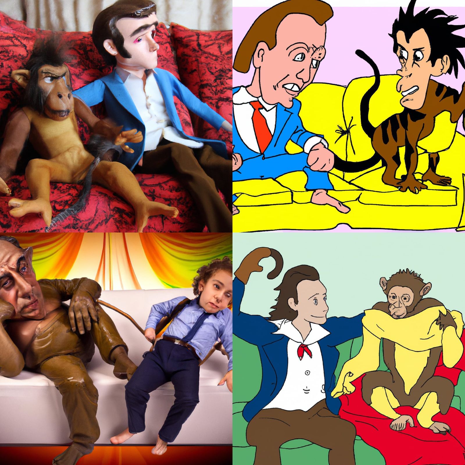 Tarzan and Sarkozy Sitting on a Sofa