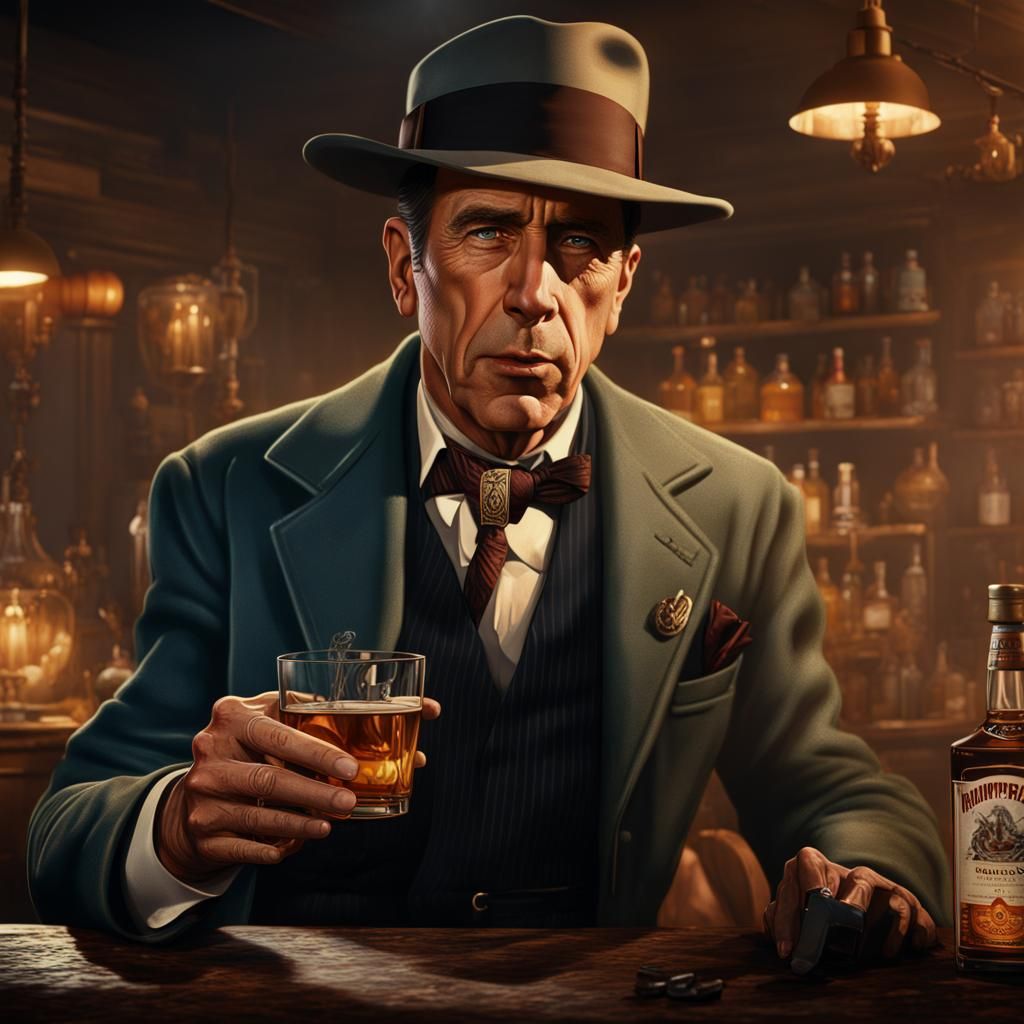 Humphrey Bogart as Rick Blaine: Detailed Matte Painting