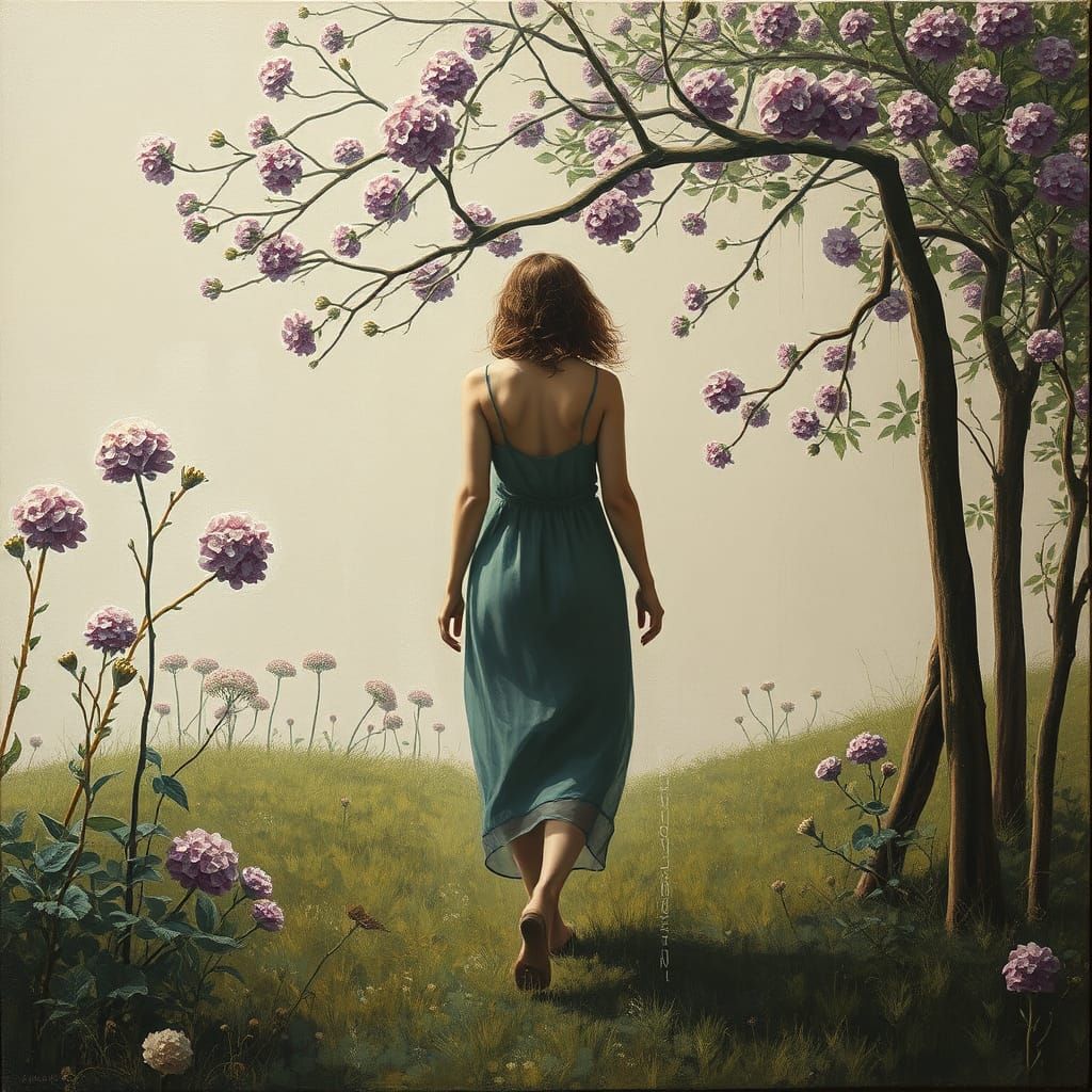 Dreamlike Garden Walk: Surrealist Matte Painting