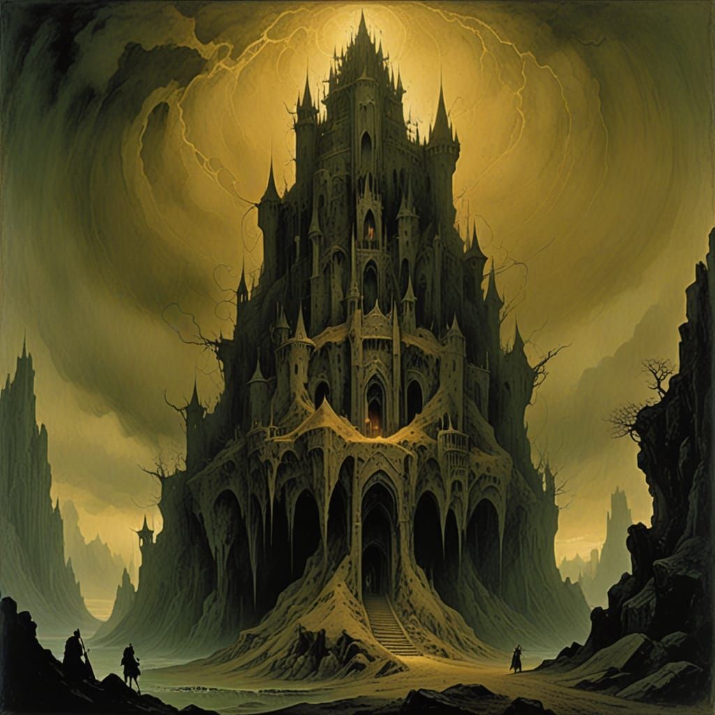Grimdark Fortress Inspired by Surrealist Artists