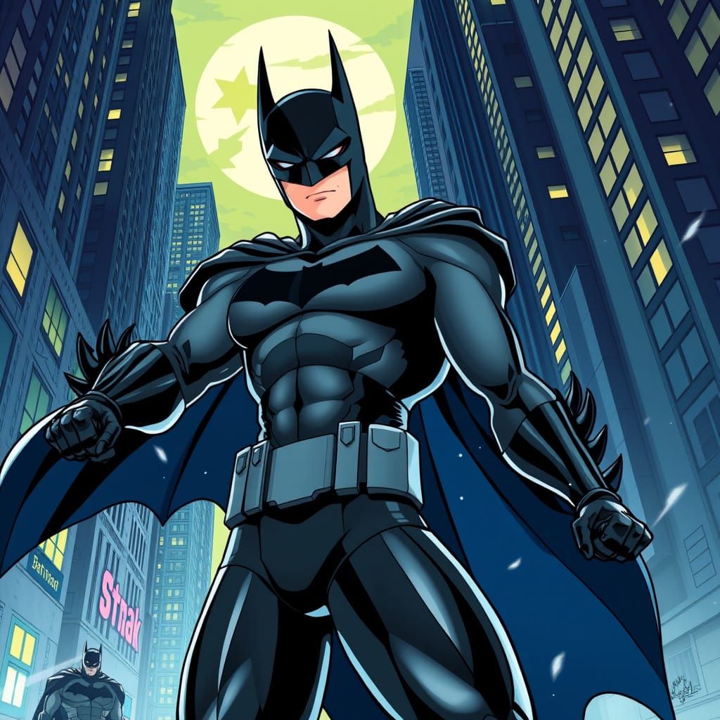 Batman Posing Heroically in Anime Style