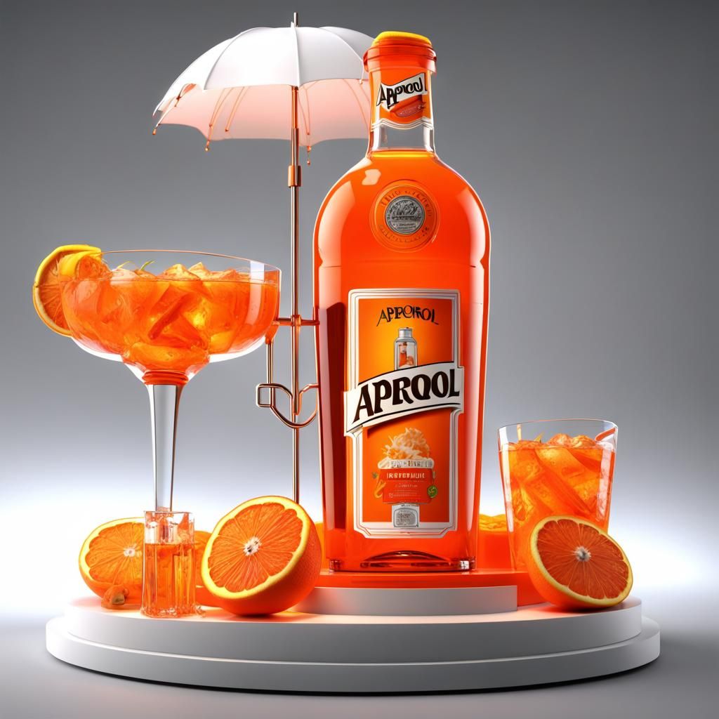 Aperol Spritz Bottle Display in Neon Orange