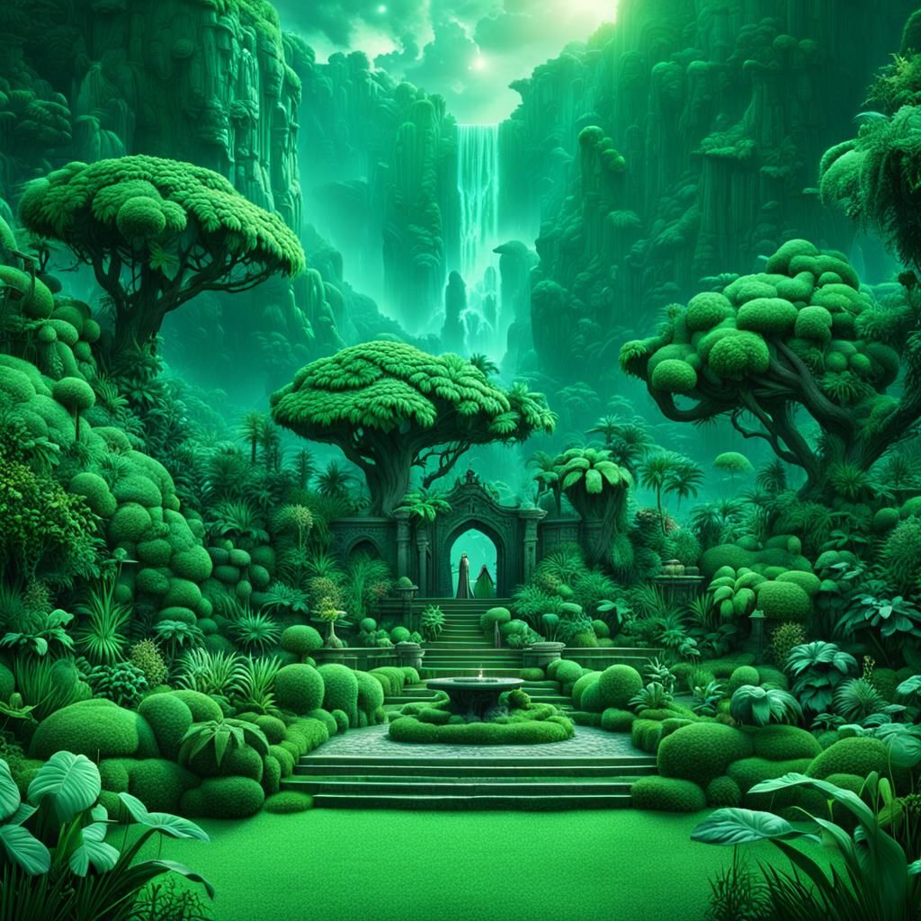 Lush Green Garden of Eden: Digital Matte Painting