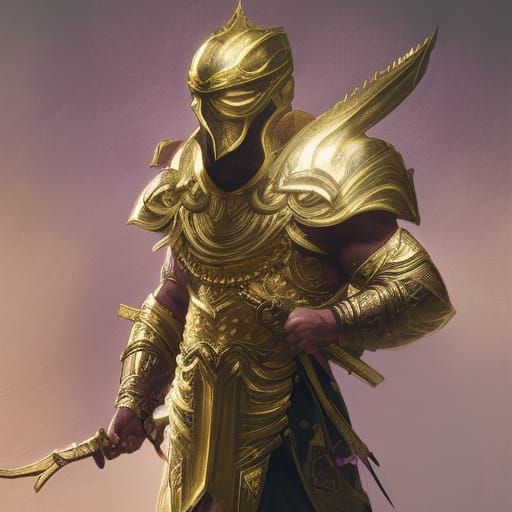 Dark Fantasy Warrior with Gold Armor