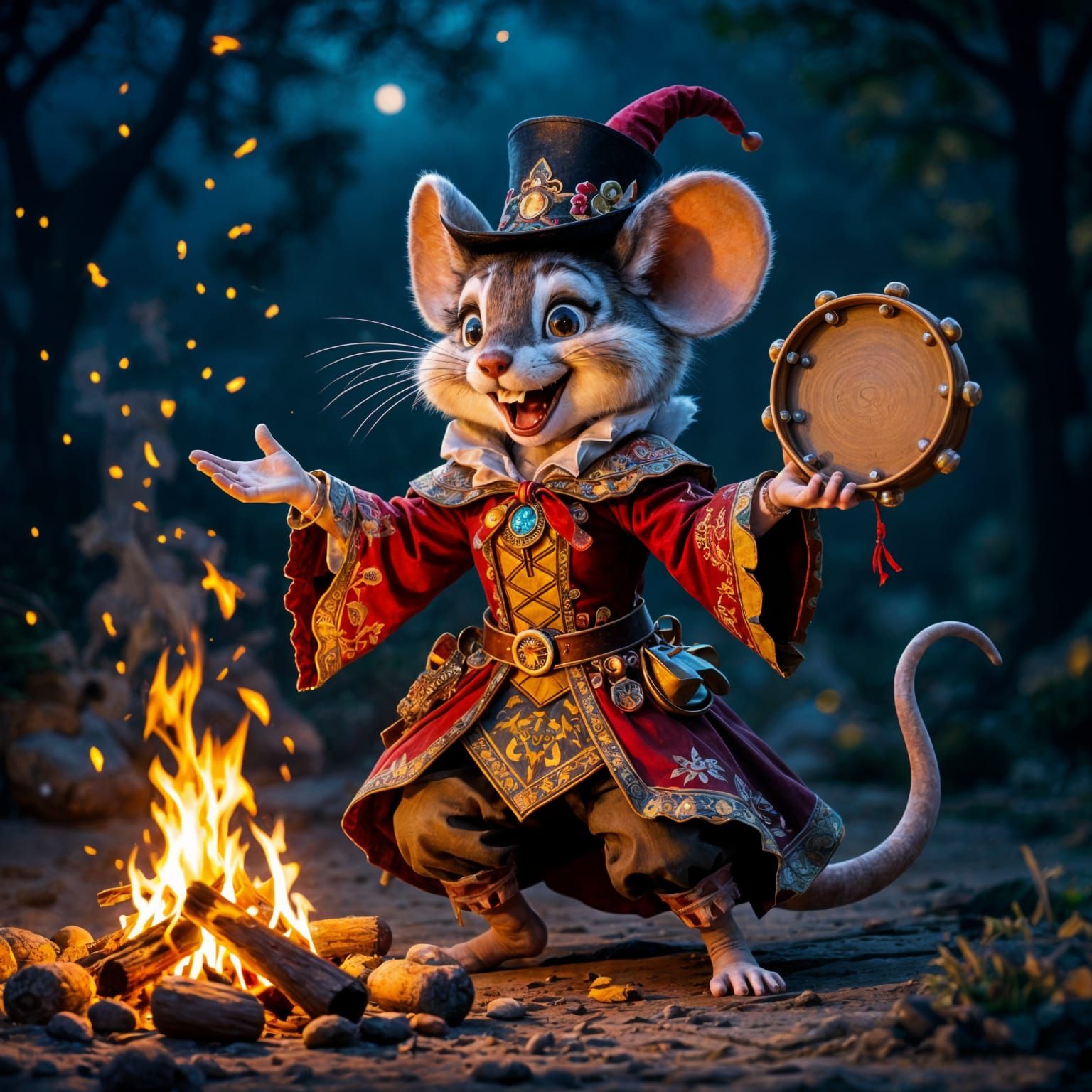 Mouse Performer Kira Dancing by Campfire