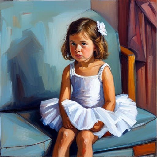 Girl in Tutu Dress as Oil Painting