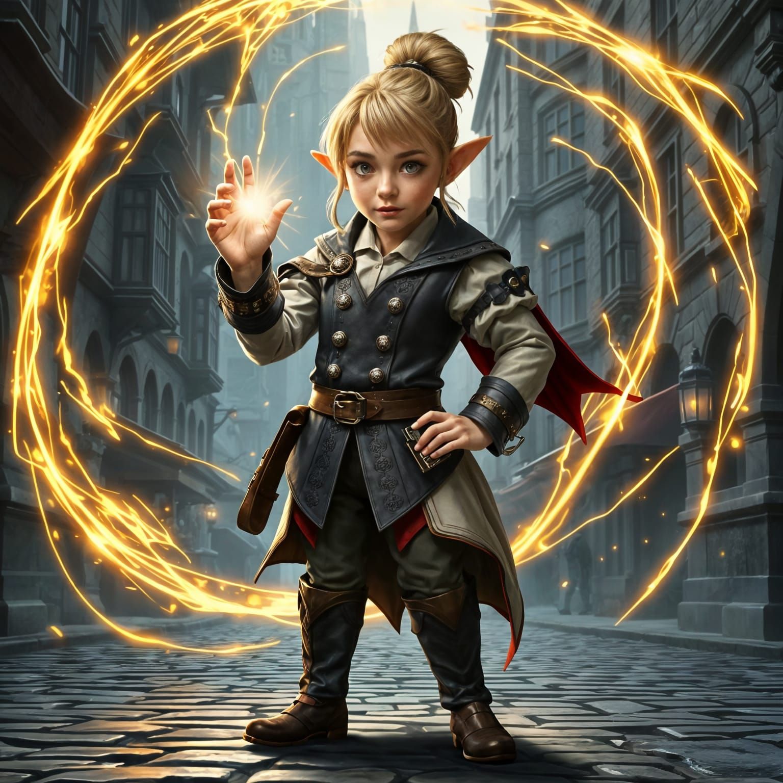 Enchanting Dark Elf Halfling in Medieval Fantasy Attire