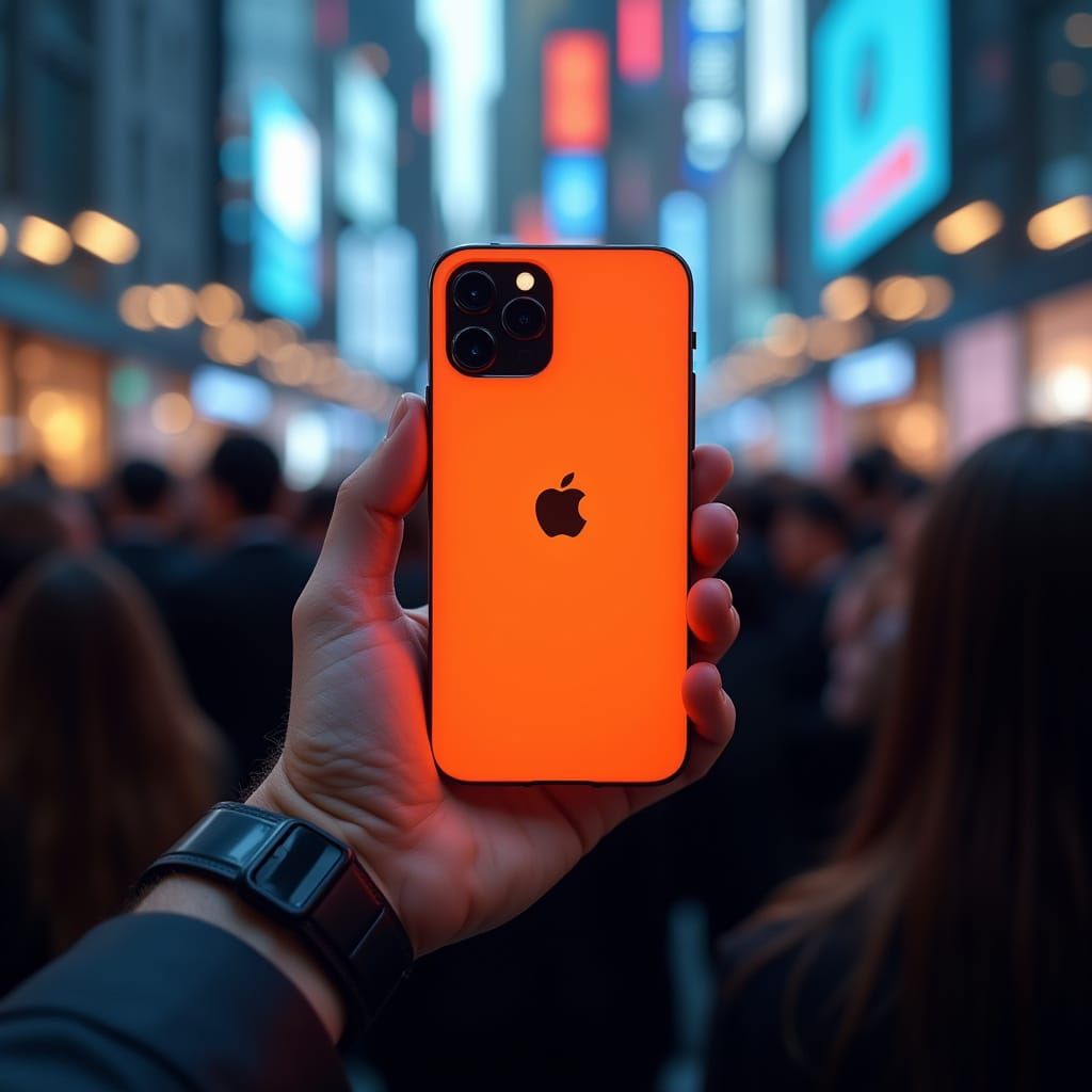 Futuristic Orange iPhone Concept at Tech Event