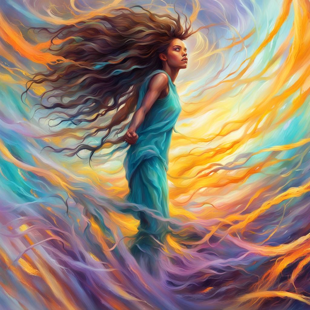 Ecstatic Woman Whips Hair in Fantasy Concept Art