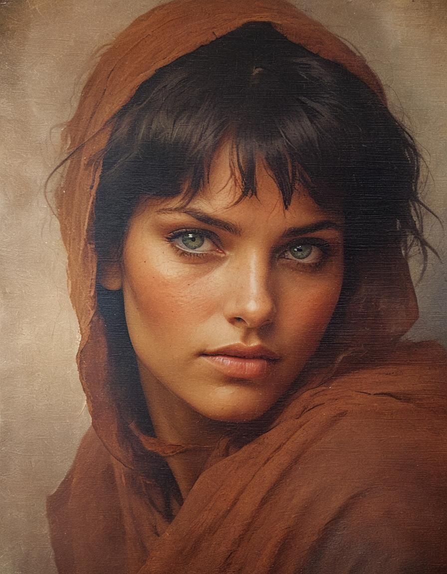 Hyperrealistic Portrait of a Woman with Green Eyes