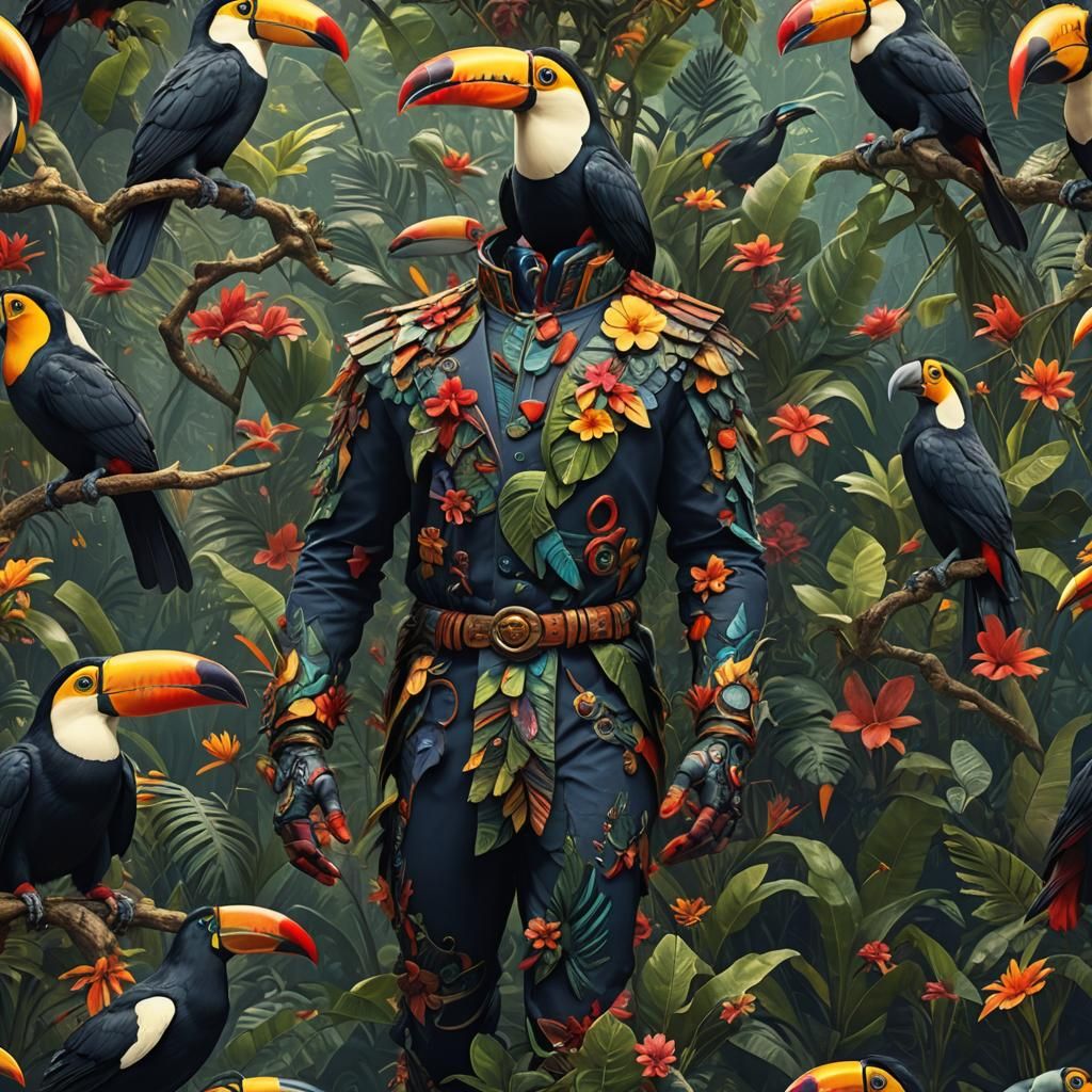 Toucan-Headed Man: Detailed Fantasy Art