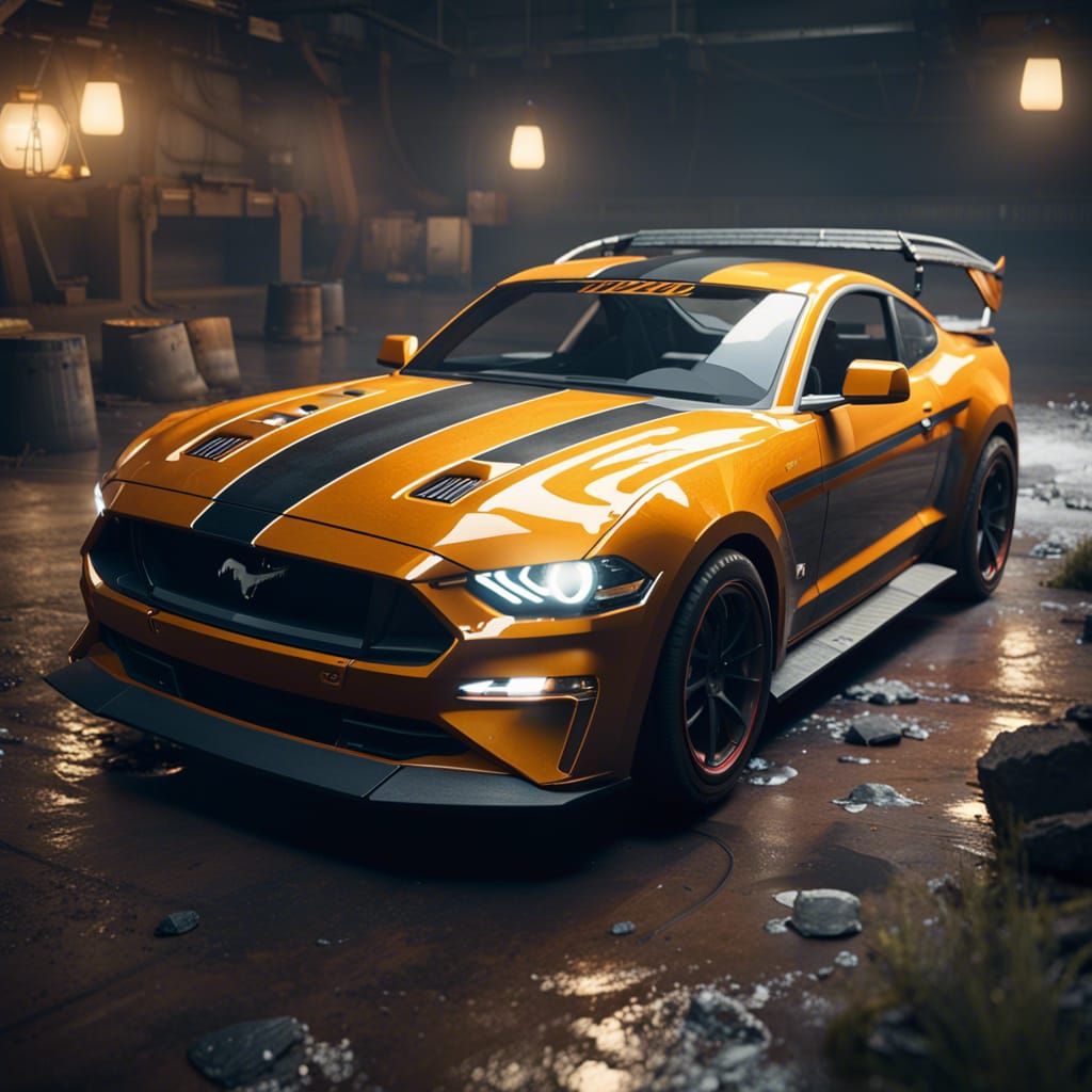 Mustang GT Car in 3D Game Cinematic Style