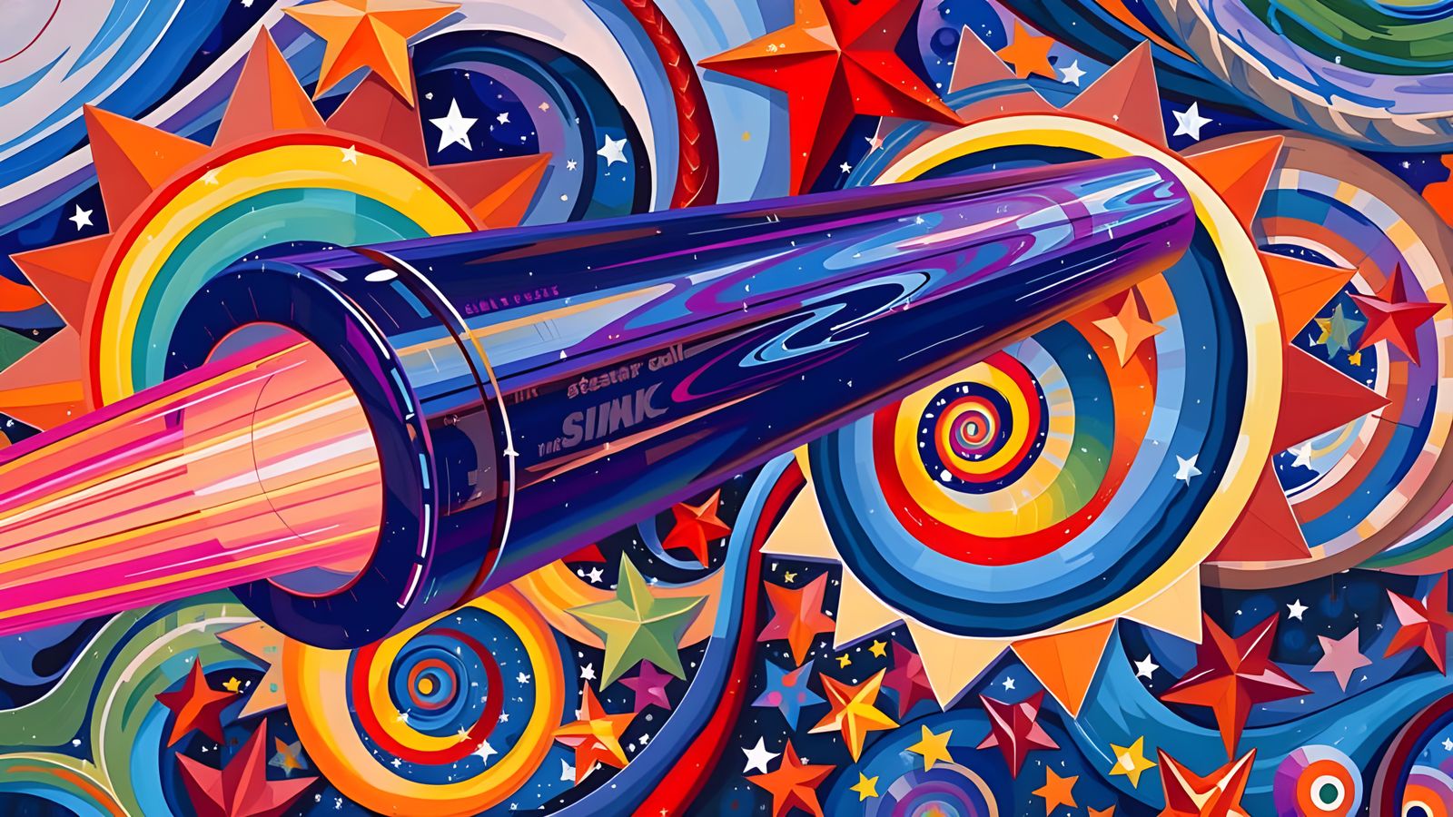 Reflective Cylinder Mirrors Abstract Expressionist Cosmos