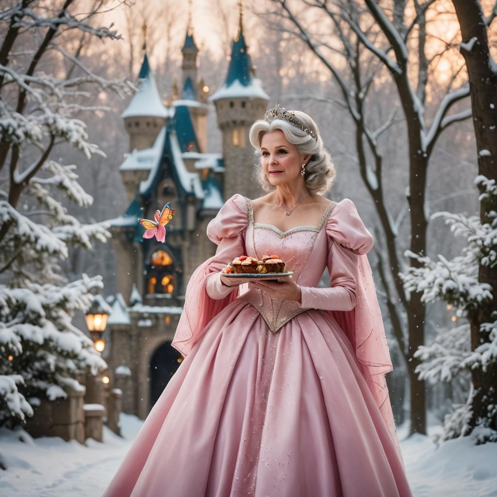 Fairy Godmother with Magic Wand in Pink Gown