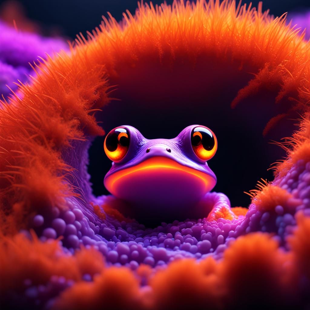 Bioluminescent Alien Tadpole in Slime Spring, 3D Render