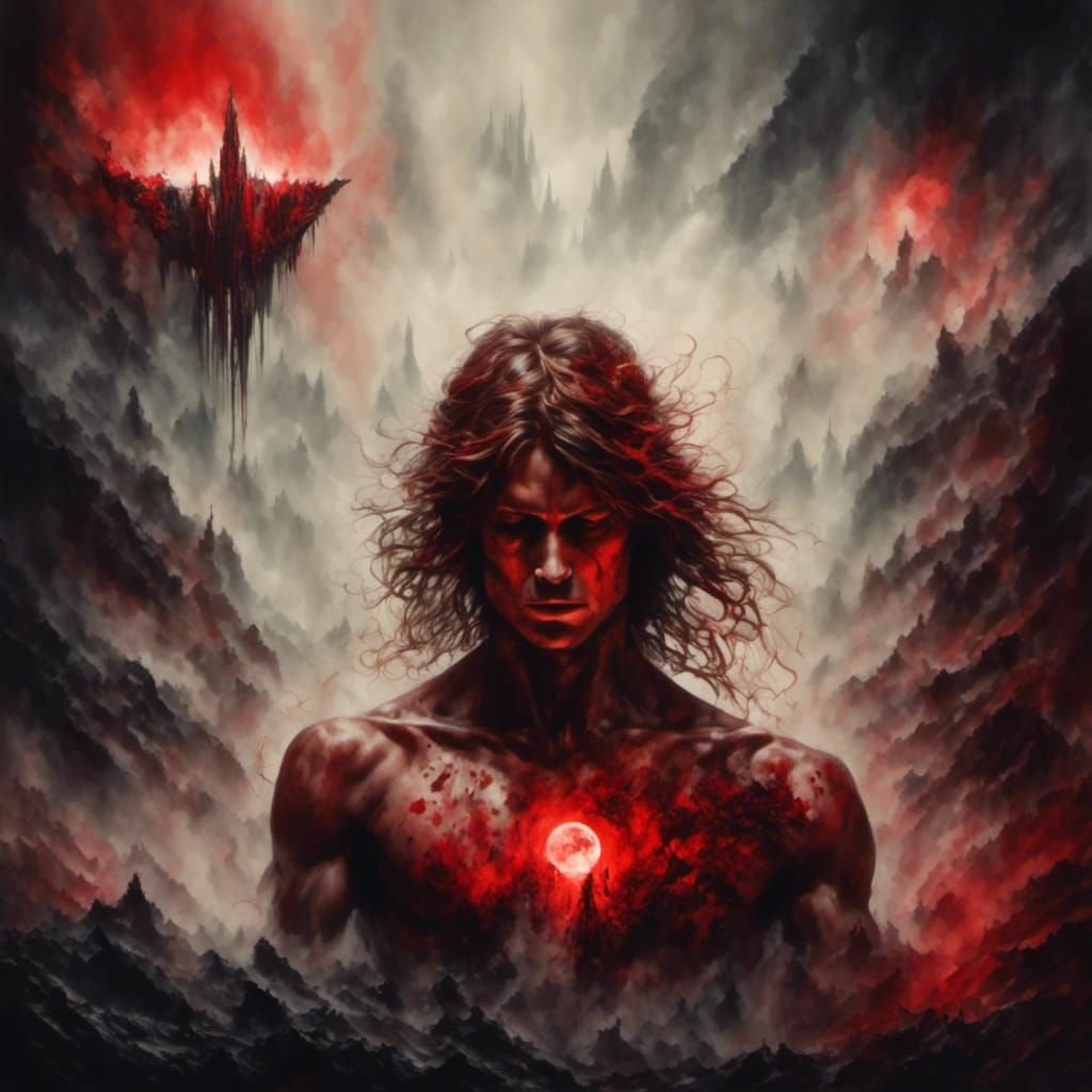 Dramatic Dark Fantasy Portrait in Watercolor Style