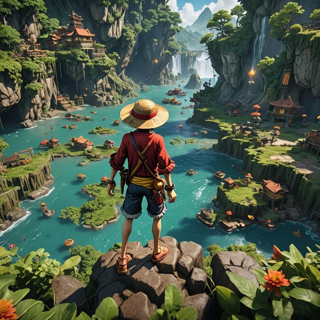 Luffy: Detailed Matte Painting in Deep Color