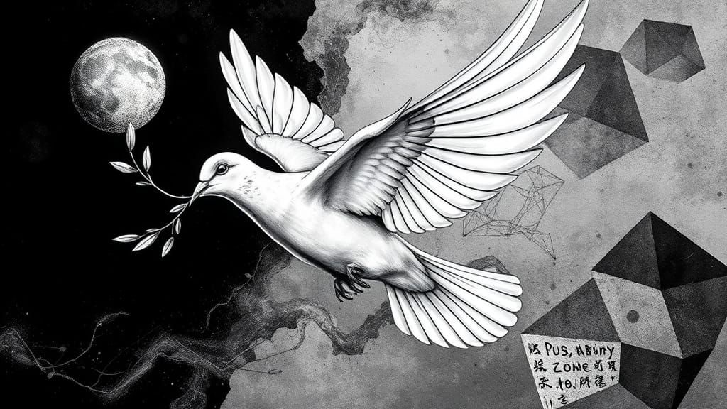 Vibrant Multidimensional Dove in Pursuit of Enlightenment as...