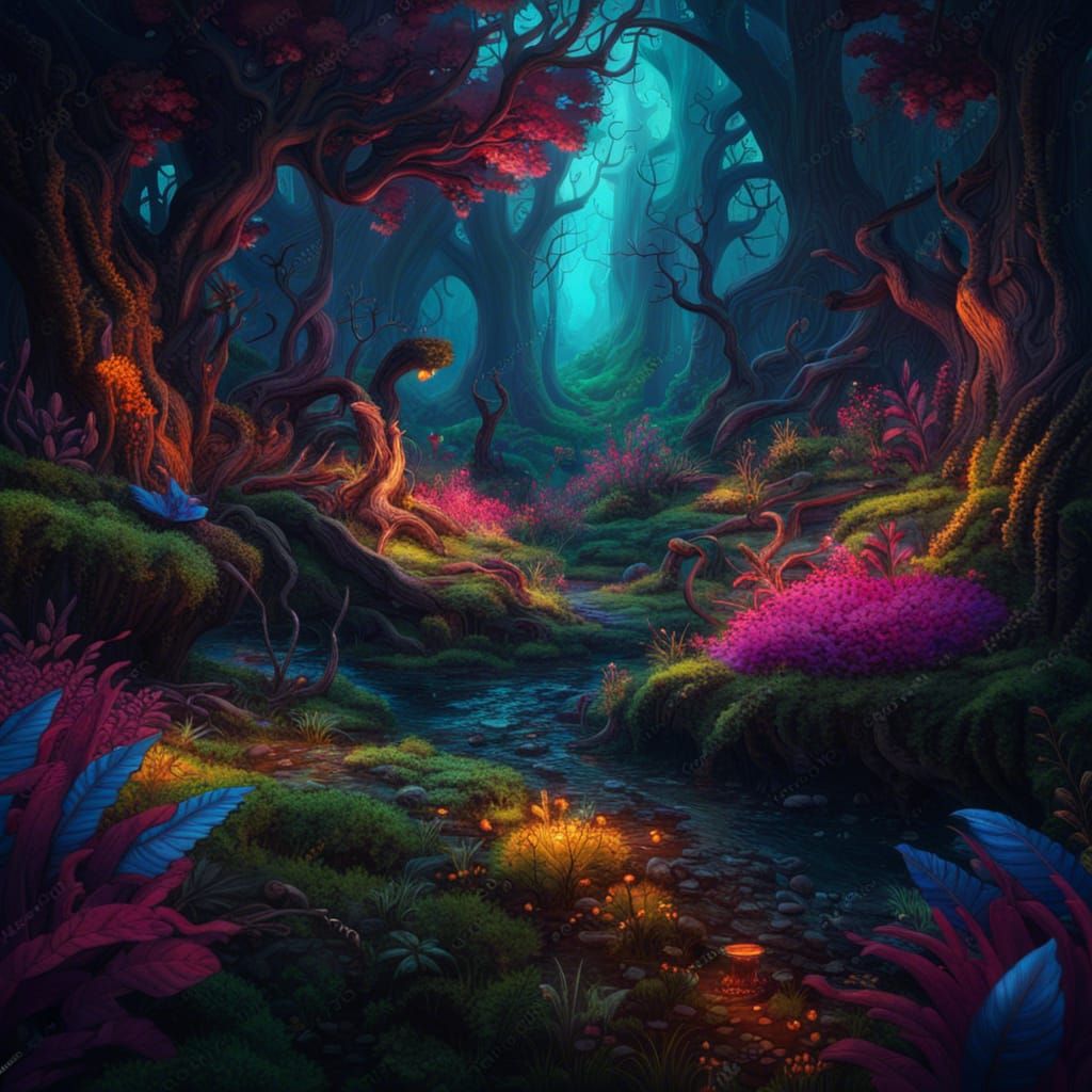 Vibrant Fantasy Forest in Unreal Engine Style