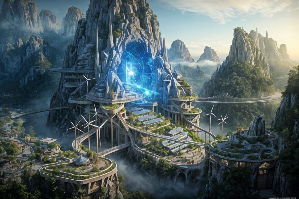 Majestic Mountain Arcology Inspired by Eco-Futurism