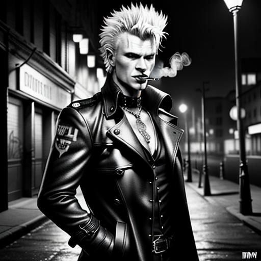 Vintage Photo of Man Smoking in Urban Setting