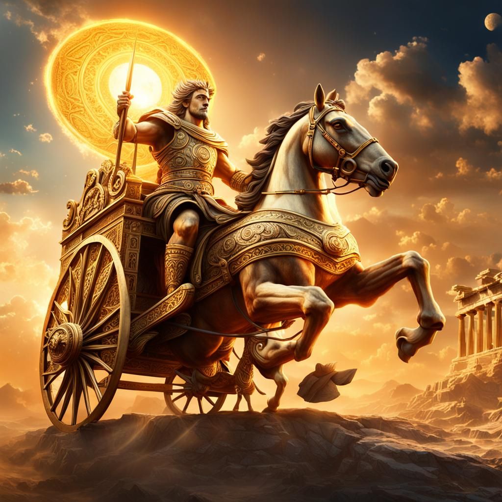Apollo's Sun Chariot Over Greece: Fantasy Art