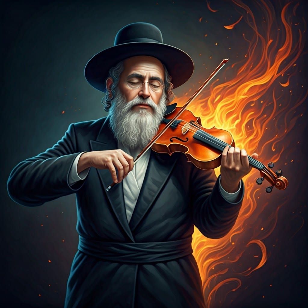 Hasidic Man's Fiery Violin Serenade