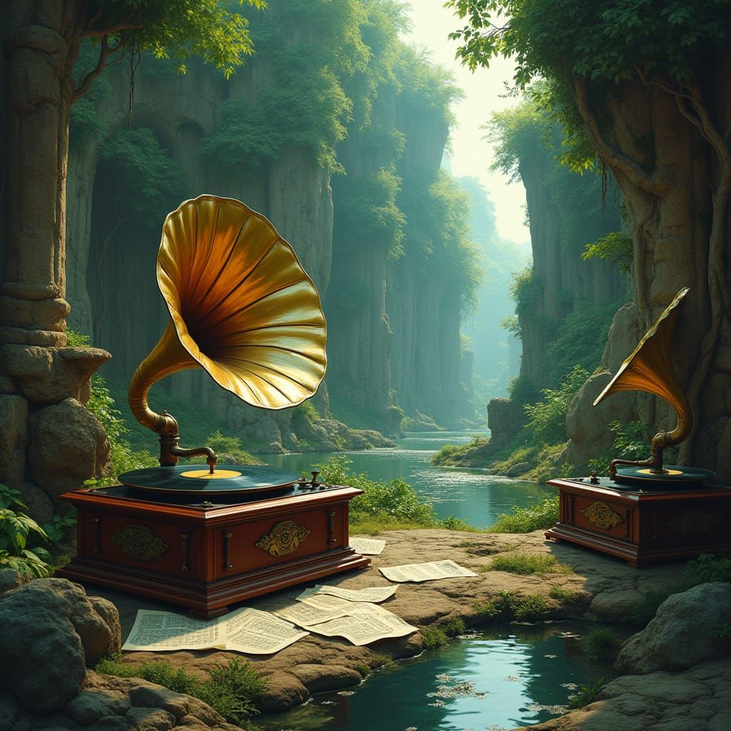 Retro Futuristic Island Oasis in Vibrant Hues