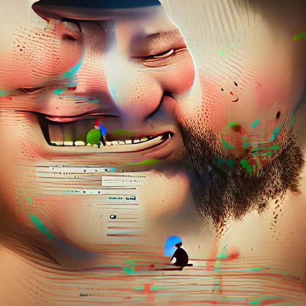 Neckbeard Browsing Social Media in Digital Art