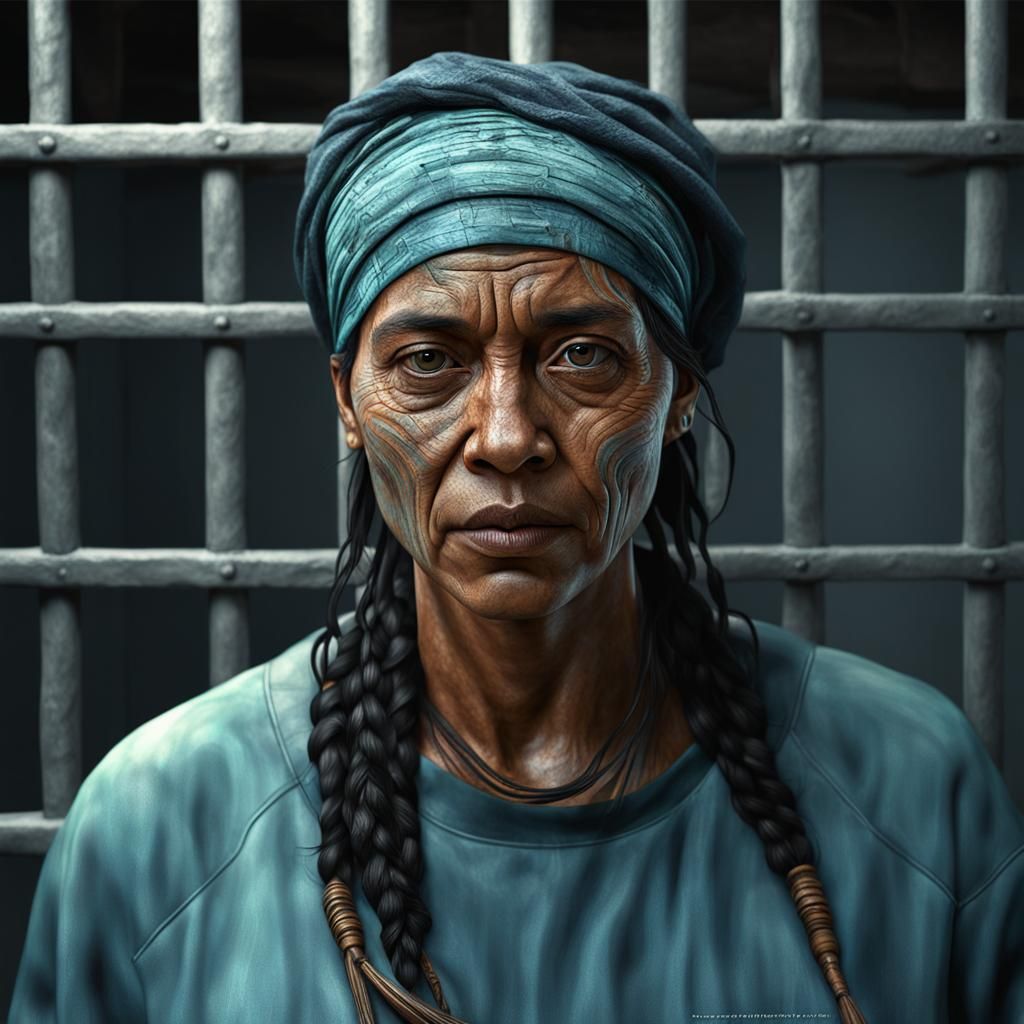 Photorealistic 3D Rendering: Tribal Woman in Prison