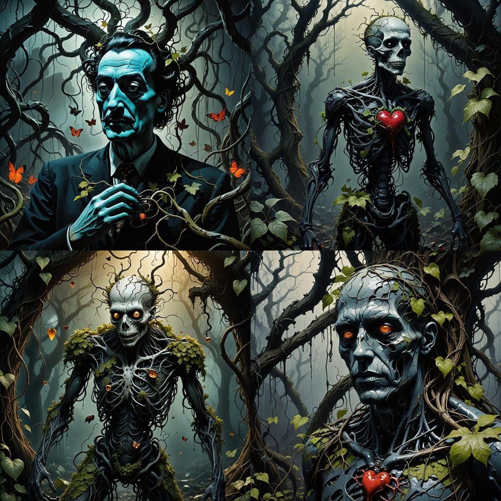 Creepy Garden Autopsy in Tim Burton Style