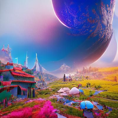 Fantastical Utopian Idealist in Detailed Matte Painting