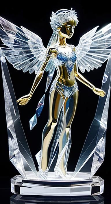 Clear crystal Sculpture of a beautiful angel, clear crystal ...